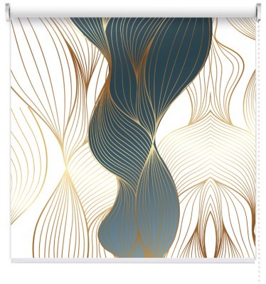 Houseart Wavy lines blue & gold, Line Art, Ρολοκουρτίνες, 100 x 43 εκ.